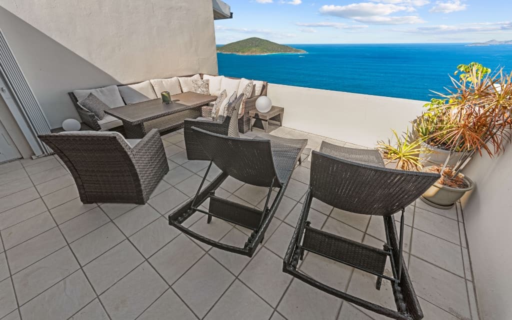 Outdoor Seating Area with Caribbean Sea Vista