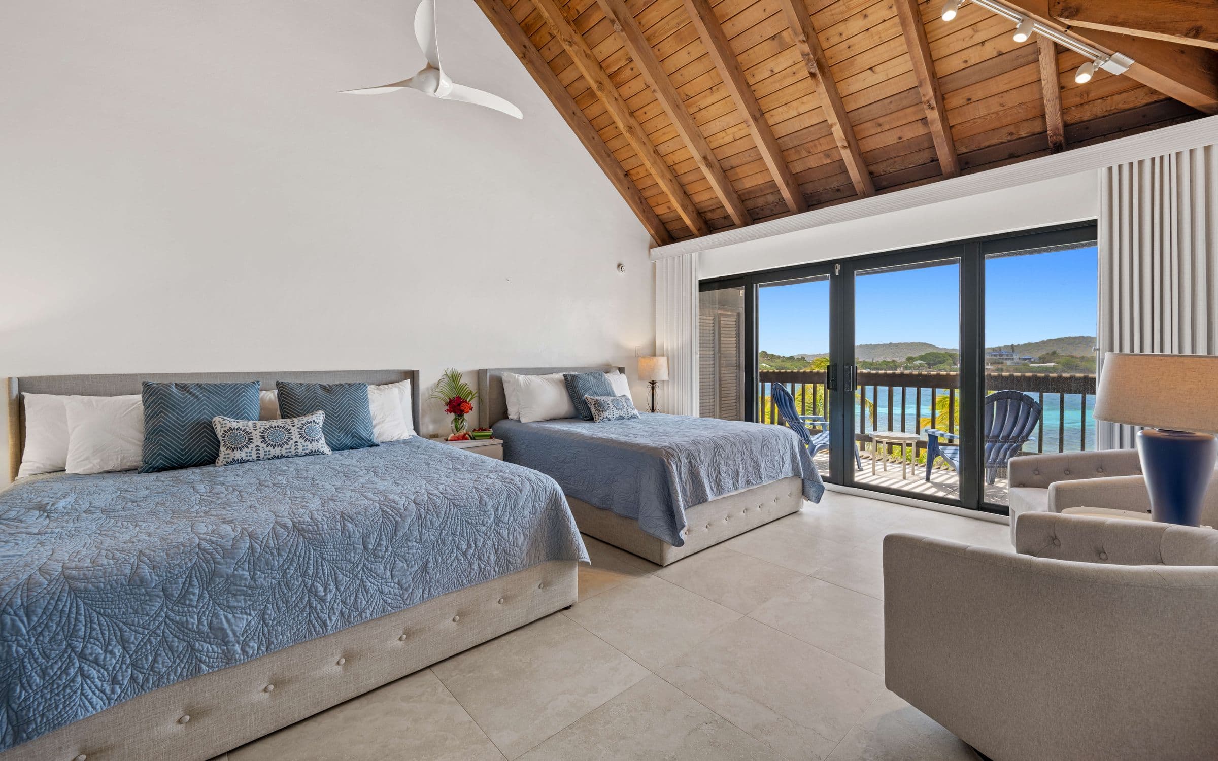 Upstairs Primary bedroom with incredible view of Sapphire Beach.